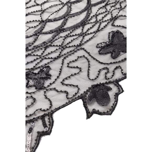 Shawl Wraps Sequin Beaded Cape Black2 - Picture 5 of 6